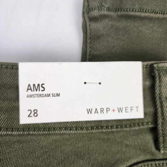 Warp + Weft Jeans Mens 28x30 Green Ams Amsterdam Slim Denim NWT - Picture 11 of 13